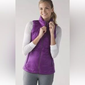 Lululemon Athletica Down For a Run Sz 8 Purple Quilted Full Zip Vest